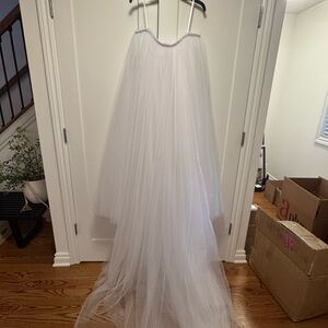 Custom White Detachable Tulle Bridal Overskirt - Open Front